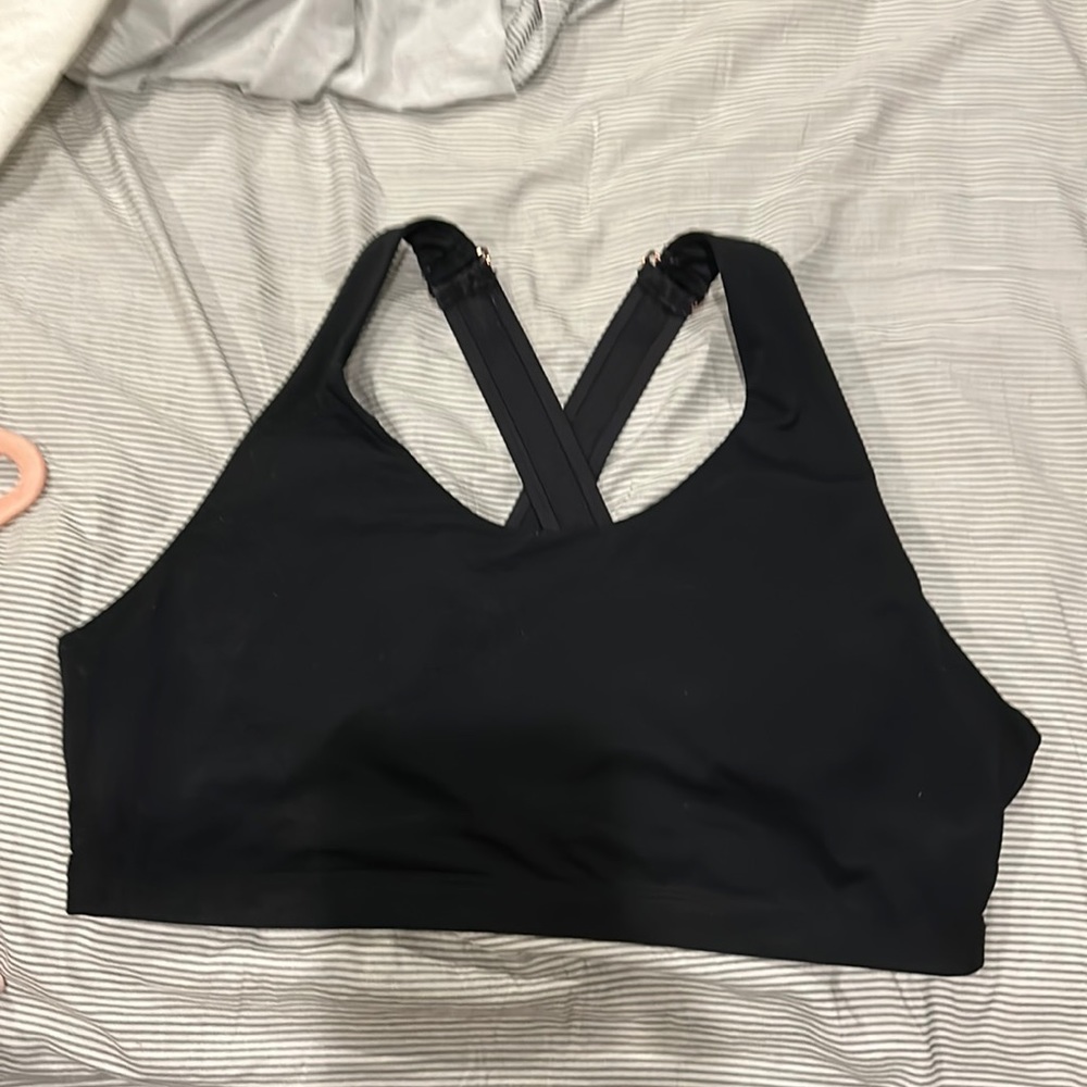 Fabletics Black Sports Bra with Crossback Straps